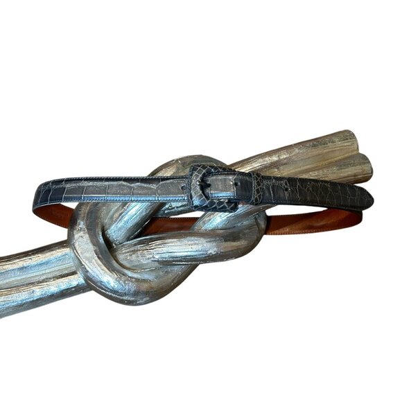 Ralph Lauren Gray Genuine American Alligator Belt Size 32 - Picture 2 of 9